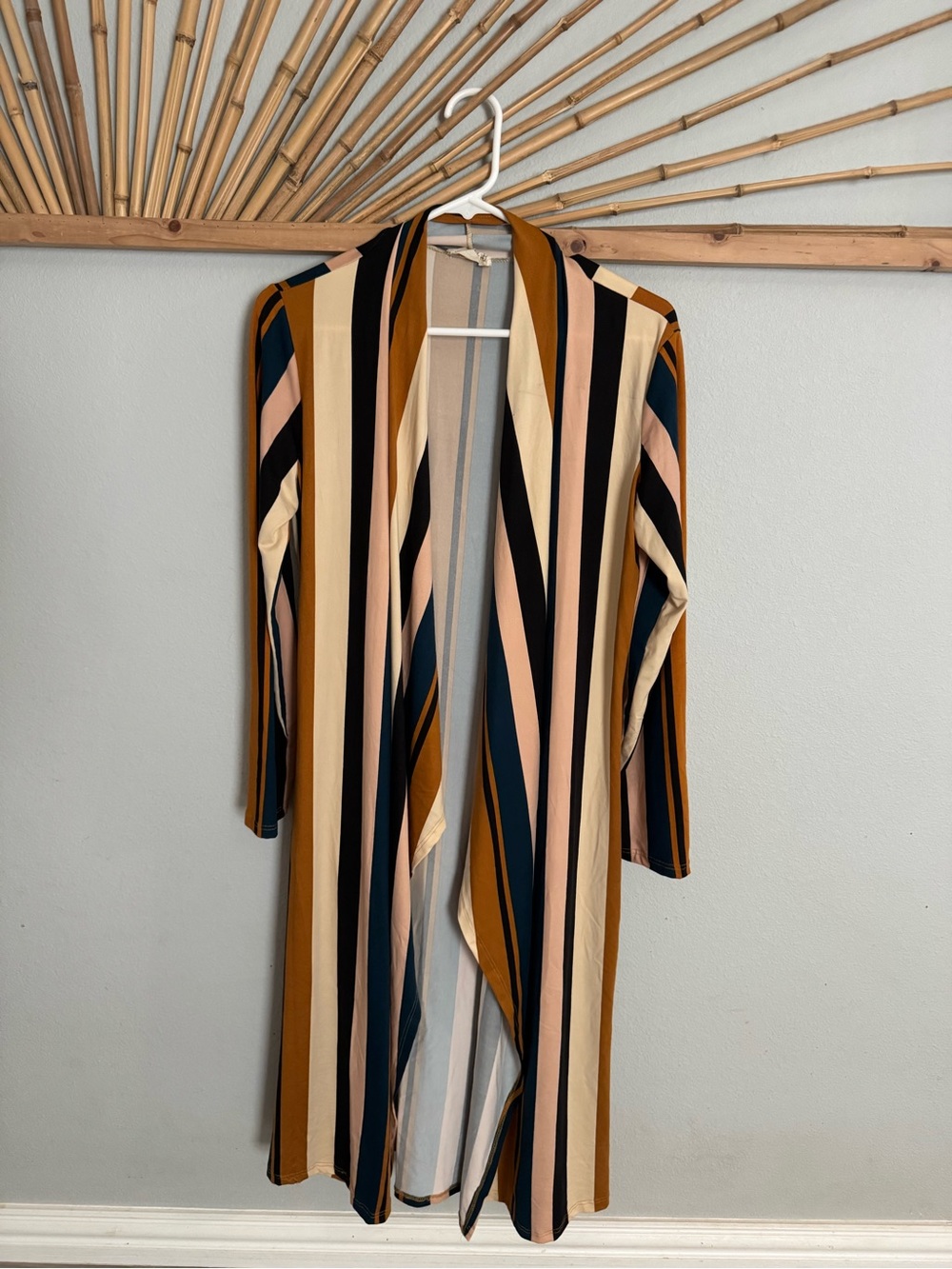 Striped Longline Open Front Cardigan - Multi